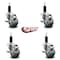 Service Caster 3'' Gray Poly Swivel 1-1/8'' Expanding Stem Caster Set with Brake, 4PK SCC-EX20S314-PPUB-TLB-118-4 - alternate 4